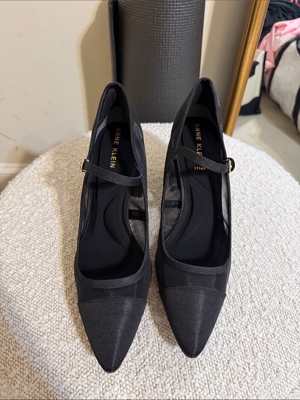 Anne Klein Black Pointed Mary Jane Heels